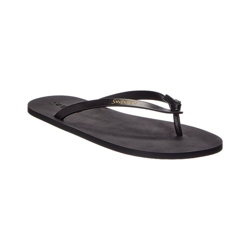 Saint Laurent Pool Leather Sandal, Black